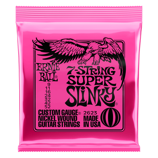 P02623 - SUPER SLINKY NICKEL WOUND 7-STRING ELECTRIC GUITAR STRINGS 9-52 GAUGE