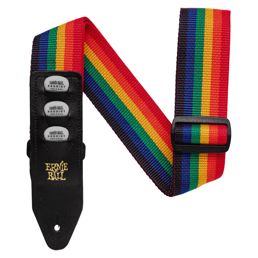 P04188 - POLYPRO PICKHOLDER GUITAR STRAP/BASS STRAP - RAINBOW