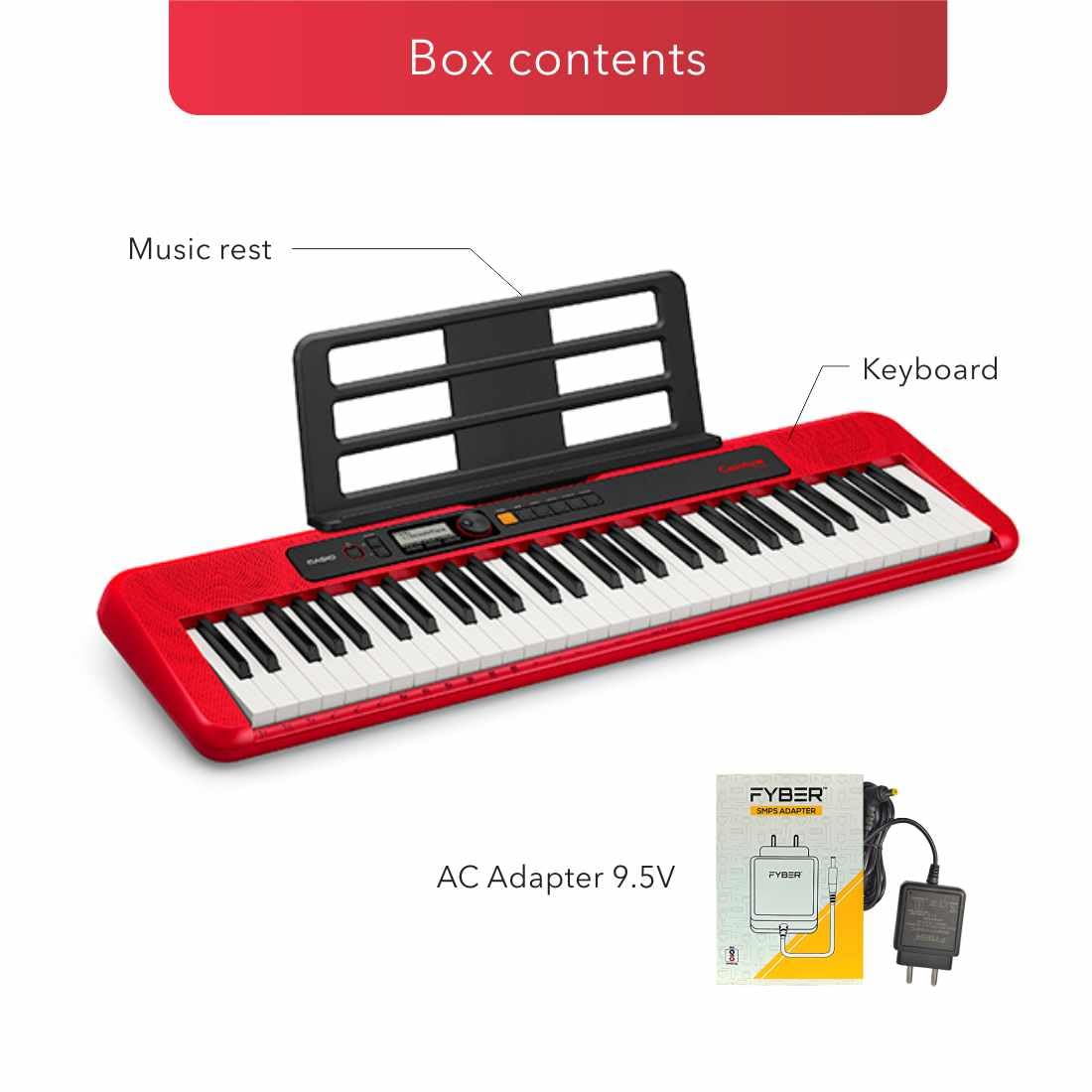 Casio Casiotone CT-S200 61-key Portable Arranger Keyboard - Red