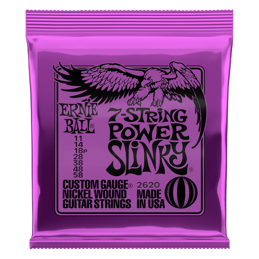 P02620 - POWER SLINKY NICKEL WOUND 7-STRING ELECTRIC GUITAR STRINGS 11-58 GAUGE