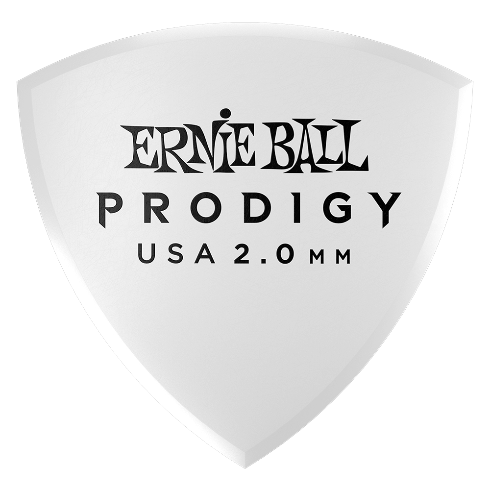 P09338 - PRODIGY GUITAR PICKS - LARGE SHIELD 2.0MM WHITE