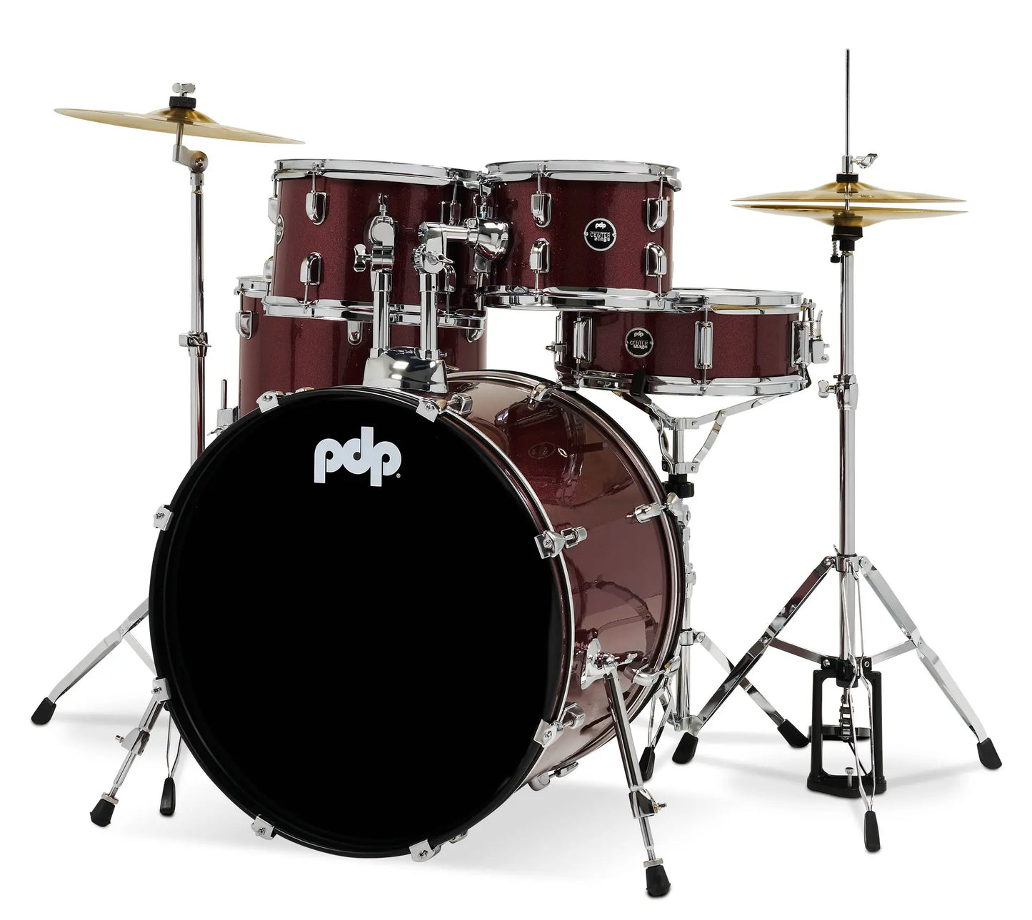 PDCE2215KTRR - PDP - CENTERstage Drum Set, 5pc, 22" (Ruby Red Sparkle FinishPly)