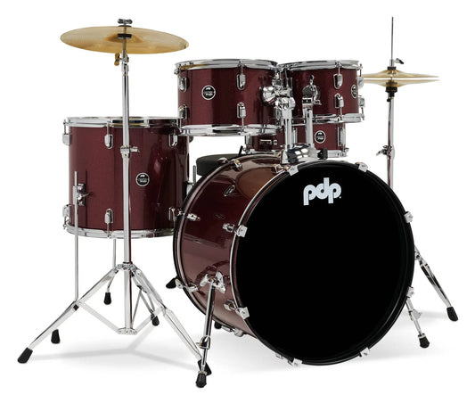 PDCE2215KTRR - PDP - CENTERstage Drum Set, 5pc, 22" (Ruby Red Sparkle FinishPly)