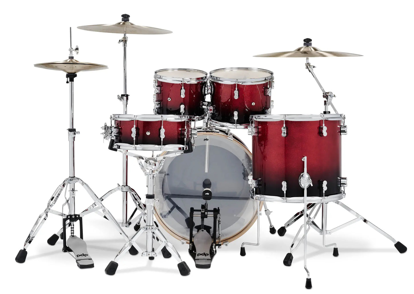 PDCM2215RB - Concept Maple Shell Pack, 5pc, 22" (Red to Black Fade Lacquer)