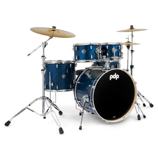 PDP - MAIN STAGE- 5PCS ACOUSTIC DRUM KIT WITH H/W AND PAISTE CYMBALS (TW BLUE STEEL)